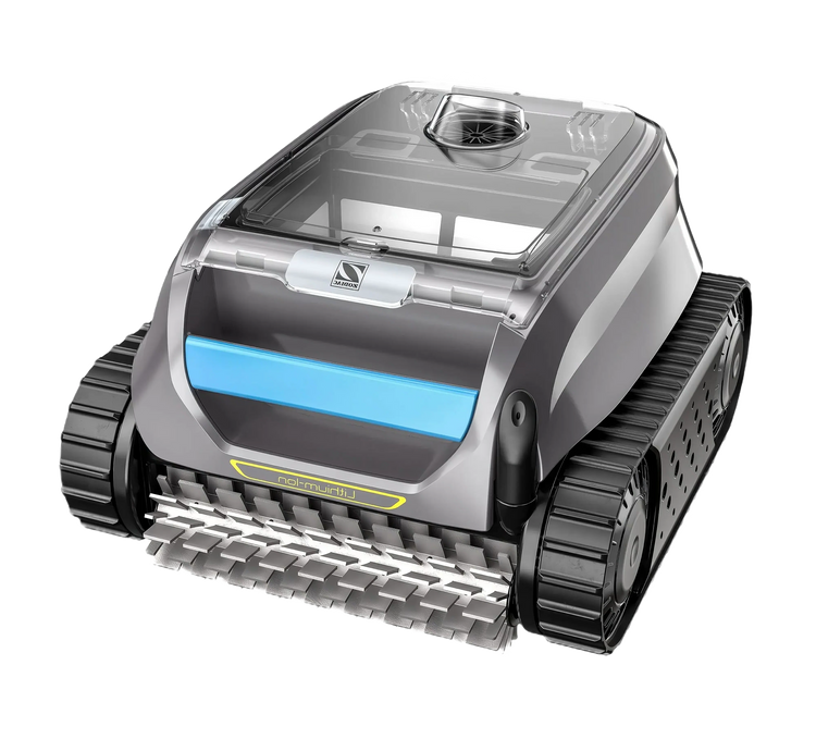 Bild vom Akku Poolroboter Freedom OF42 von vorne, mit PVC Bürsten