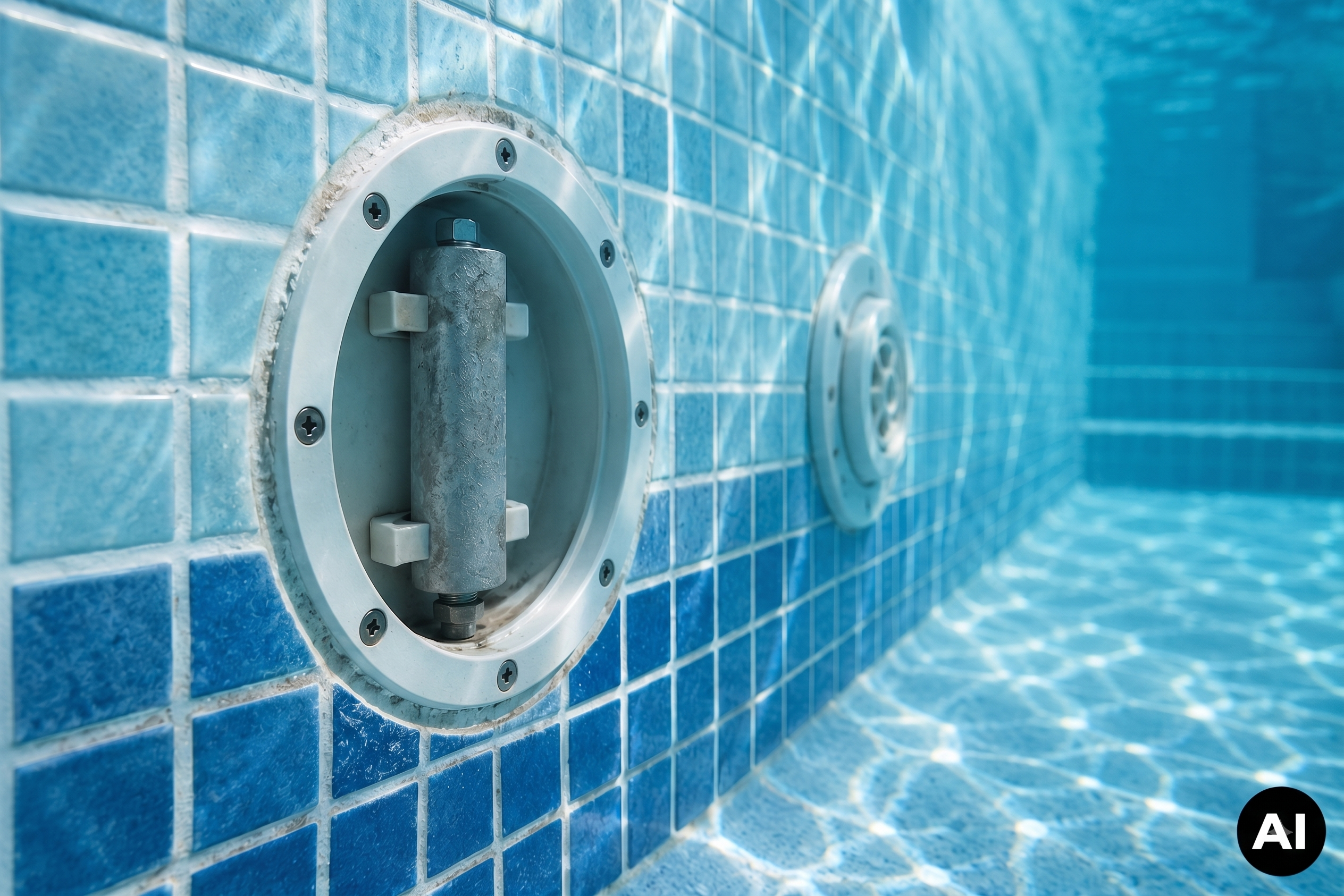 Opferanode im Becken eingebaut