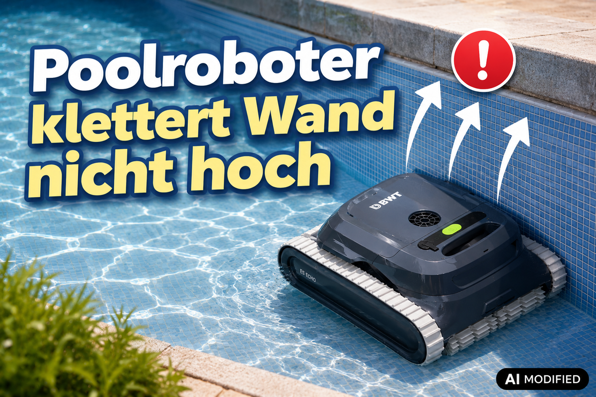 Titelbild für Blog Poolroboter kletter Wand nicht hoch, AI Modified