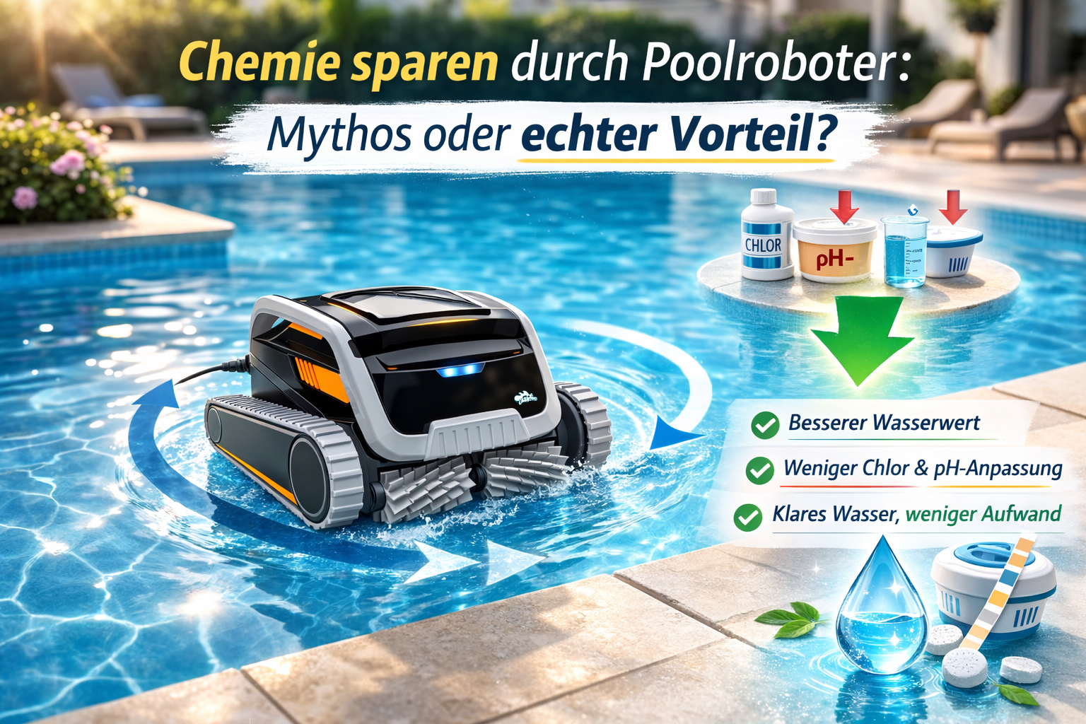 Chemie sparen durch Poolroboter: Mythos oder echter Vorteil