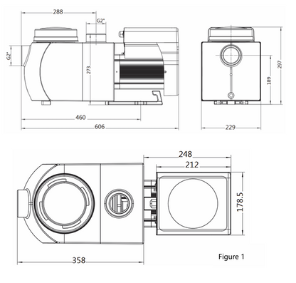 Bild von den Massen für die Schwimmbadpumpe IP30 von Aquaforte