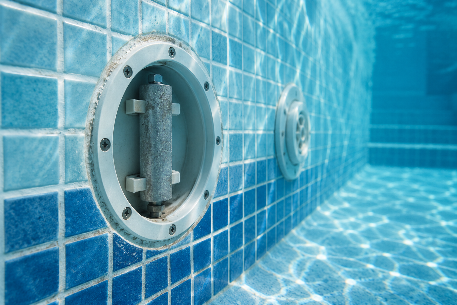 Opferanode im Becken eingebaut