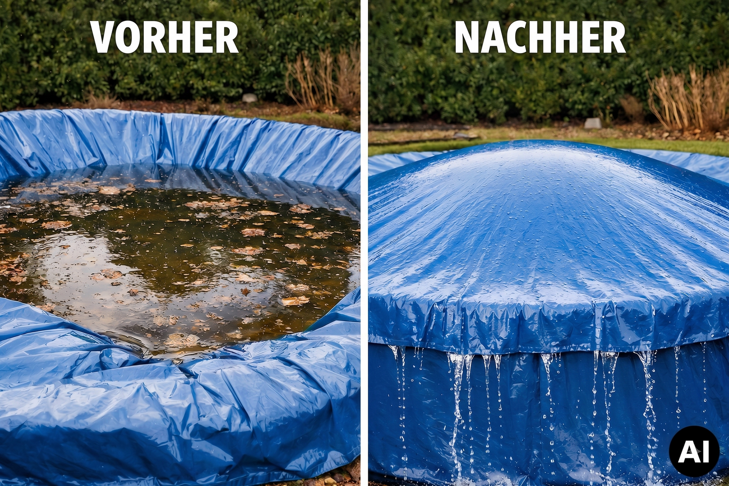 Bild Poolkissen, vorher nachher, AI Generated