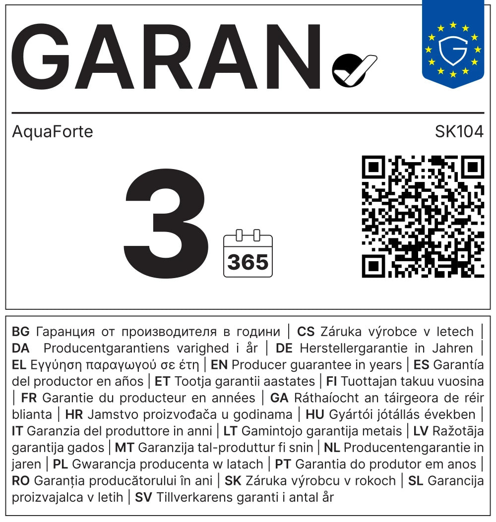 3 Jahre Garantie Label ausgeklappt für Aquaforte Poolroboter