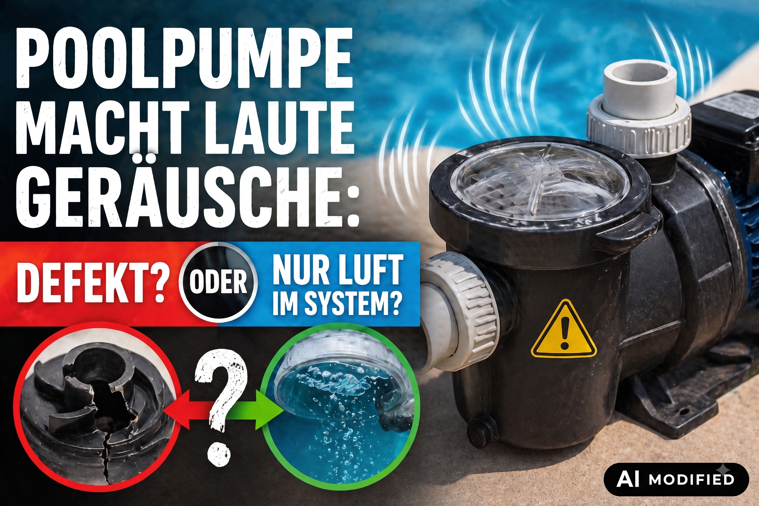 Blog Titelbild Poolpumpe macht Geräusche AI Modified